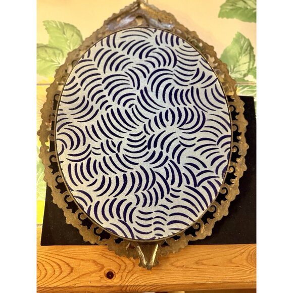 Oval The Blue Boy Picture Convex Bubble Glass Ornate Italian Frame 17x12” VTG - Picture 10 of 11